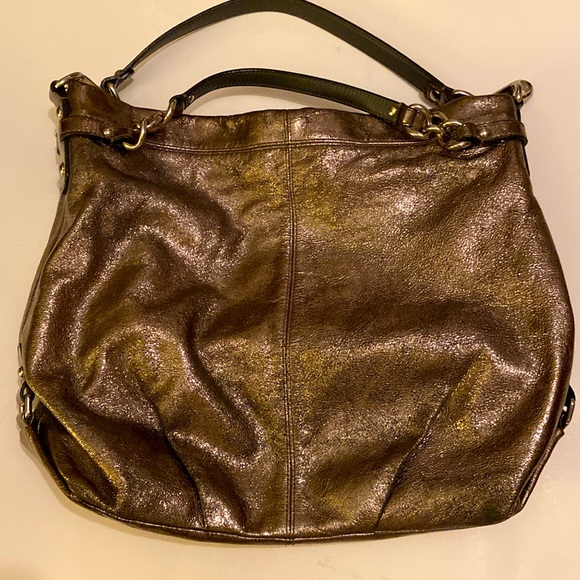 Coach "Brooke" Pewter Metallic Hobo Shoulder Large Leather Handbag #D1182-F16618 - Picture 1 of 8